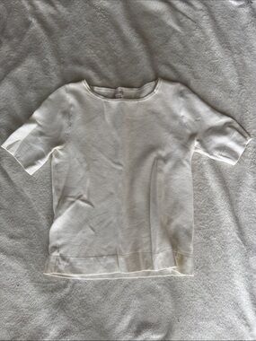 J Crew Light Cream Short-Sleeve Knit Top